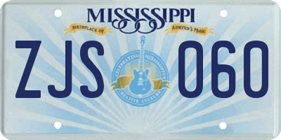 MS license plate ZJS060