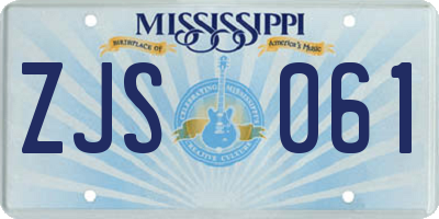 MS license plate ZJS061
