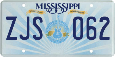 MS license plate ZJS062