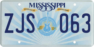 MS license plate ZJS063
