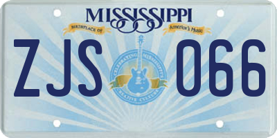 MS license plate ZJS066