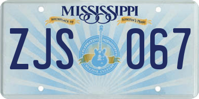 MS license plate ZJS067