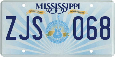 MS license plate ZJS068