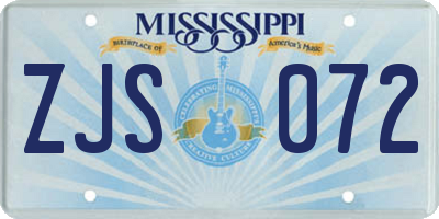 MS license plate ZJS072