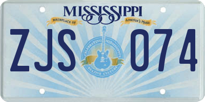 MS license plate ZJS074