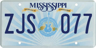MS license plate ZJS077
