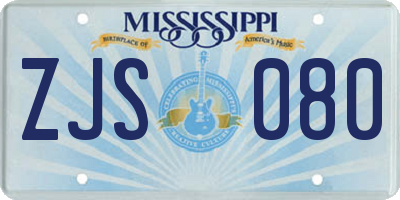 MS license plate ZJS080
