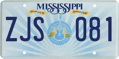 MS license plate ZJS081