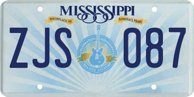 MS license plate ZJS087