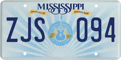 MS license plate ZJS094