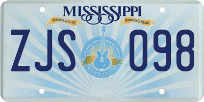 MS license plate ZJS098