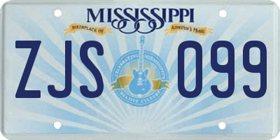 MS license plate ZJS099