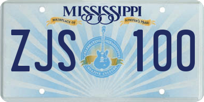 MS license plate ZJS100