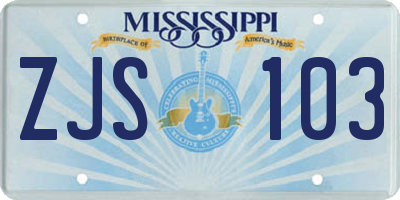 MS license plate ZJS103