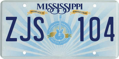 MS license plate ZJS104