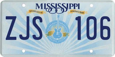 MS license plate ZJS106