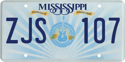 MS license plate ZJS107