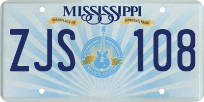 MS license plate ZJS108