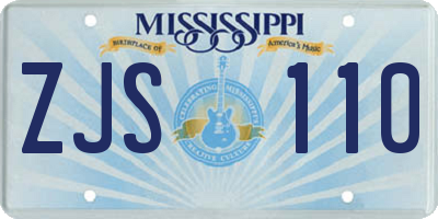 MS license plate ZJS110