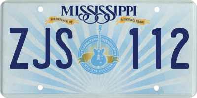 MS license plate ZJS112