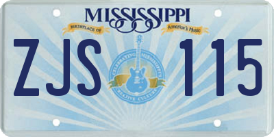 MS license plate ZJS115