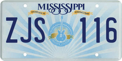 MS license plate ZJS116