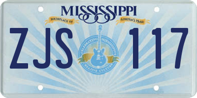 MS license plate ZJS117
