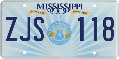 MS license plate ZJS118