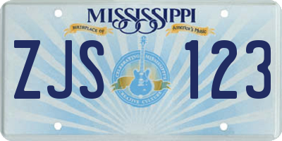 MS license plate ZJS123