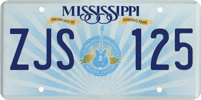 MS license plate ZJS125