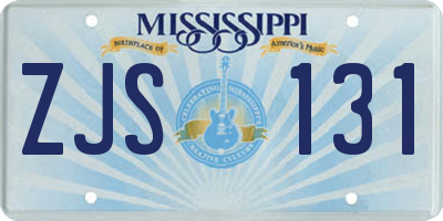 MS license plate ZJS131