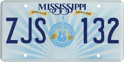 MS license plate ZJS132