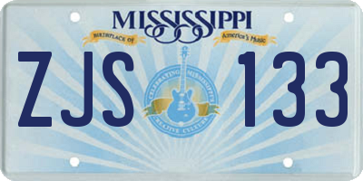 MS license plate ZJS133
