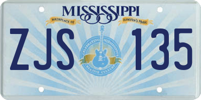 MS license plate ZJS135