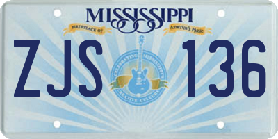 MS license plate ZJS136
