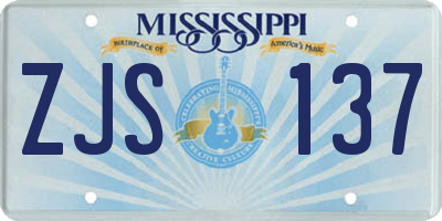 MS license plate ZJS137
