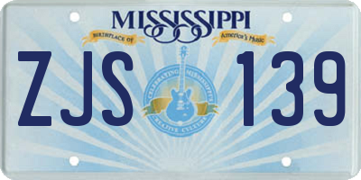 MS license plate ZJS139