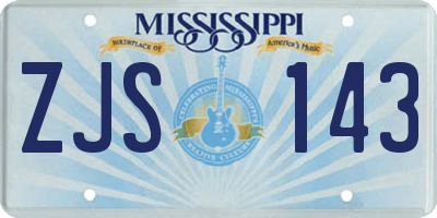 MS license plate ZJS143