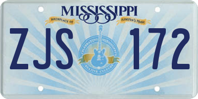 MS license plate ZJS172