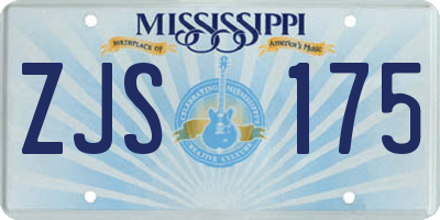 MS license plate ZJS175