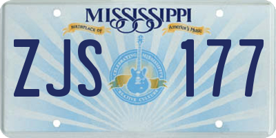 MS license plate ZJS177