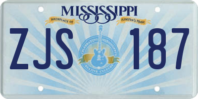 MS license plate ZJS187