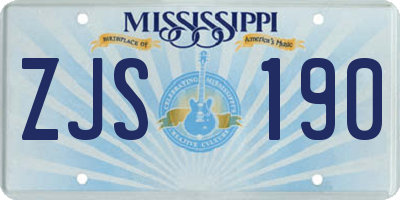 MS license plate ZJS190