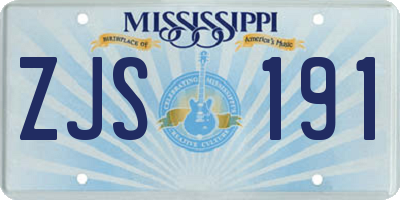 MS license plate ZJS191