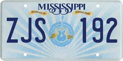 MS license plate ZJS192