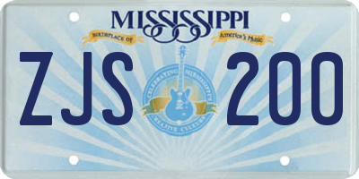 MS license plate ZJS200
