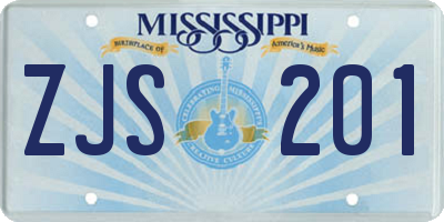 MS license plate ZJS201