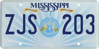MS license plate ZJS203