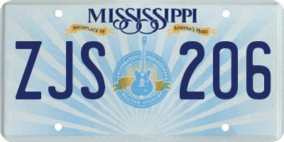 MS license plate ZJS206