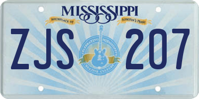 MS license plate ZJS207